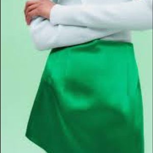 ZARA SATIN GREEN SKIRT SZ S